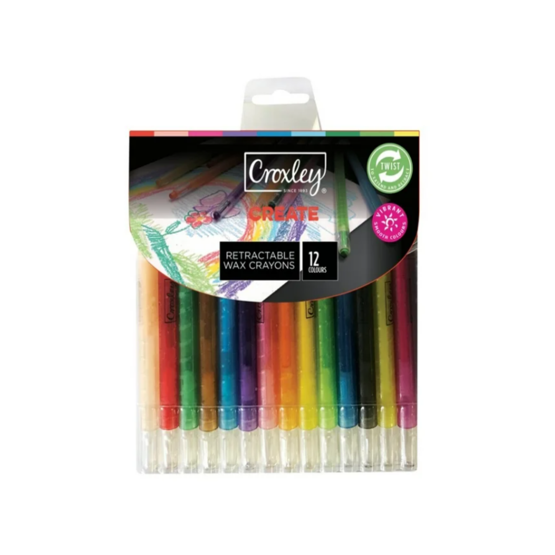 CROXLEY Create Retractable Crayons assorted Wallet of 12