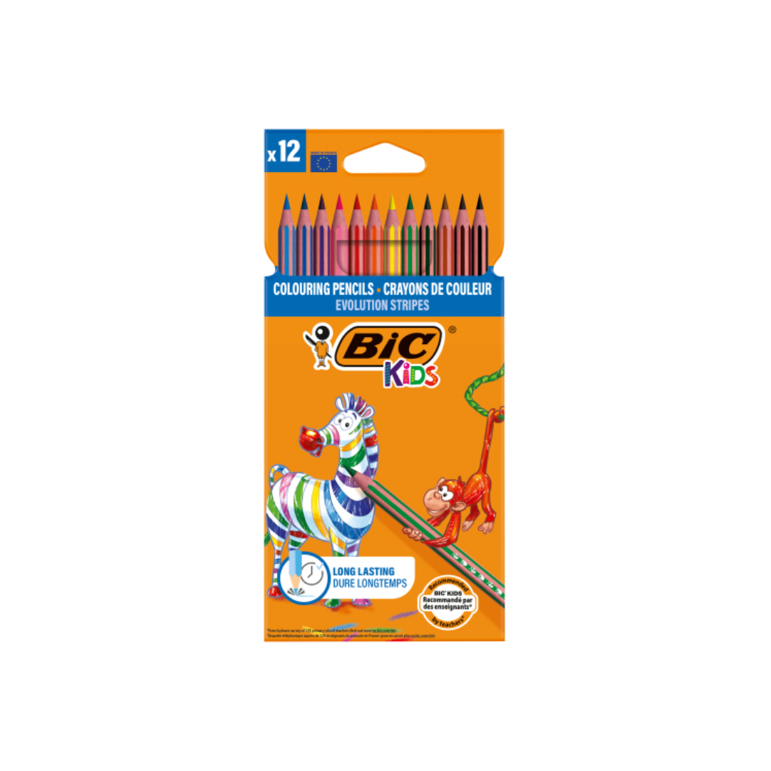 BIC Kids Evolution Stripes Colouring Pencils (12)