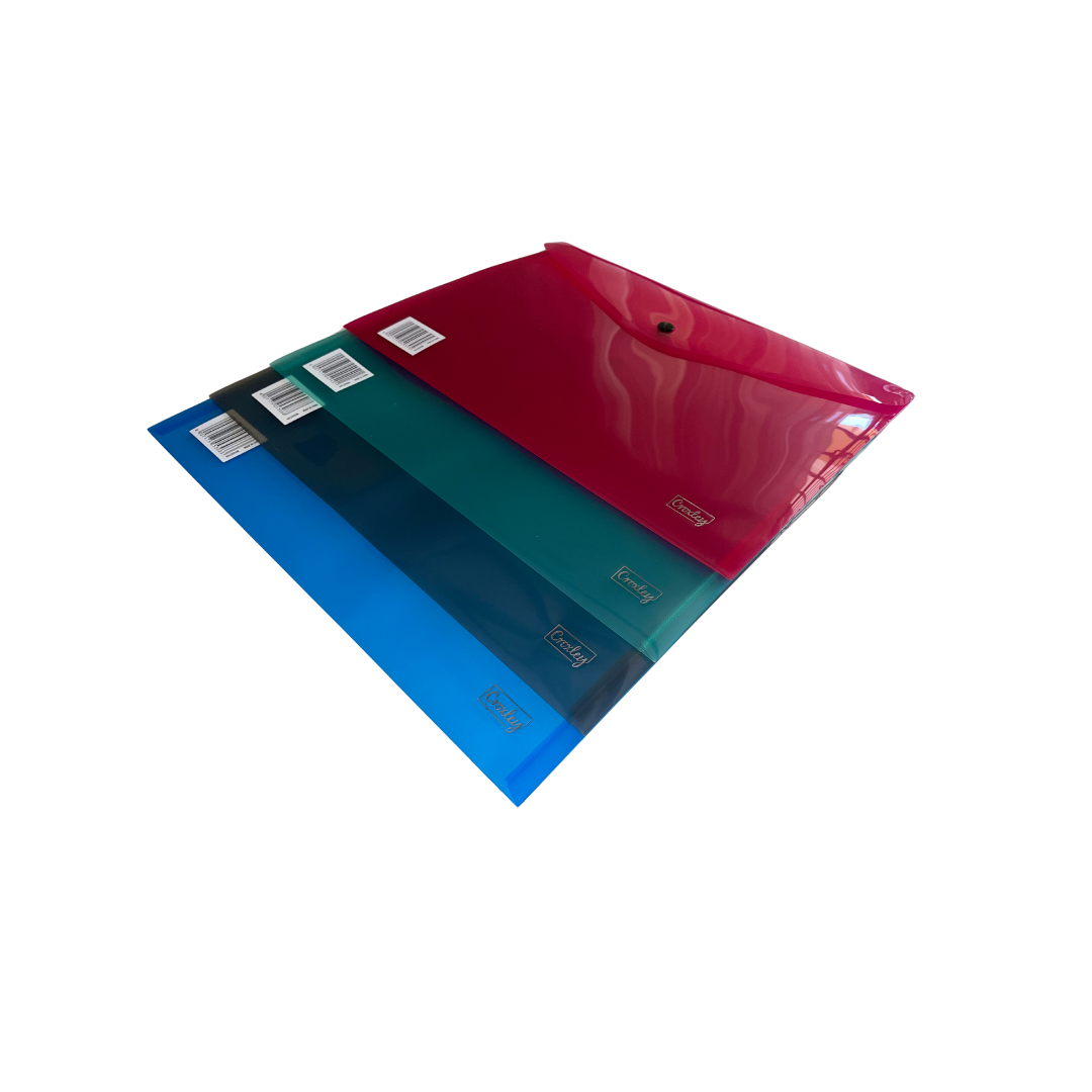 Croxley Coloured plastic envelopes (A4) Carry folder ea - (Colour may vary)
