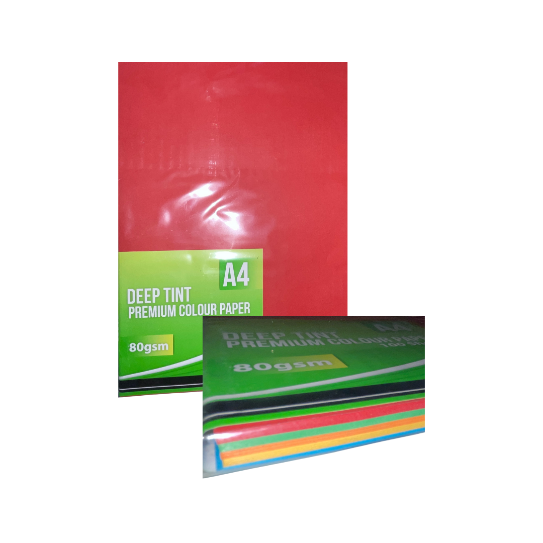 Assorted paper sheets of each colour